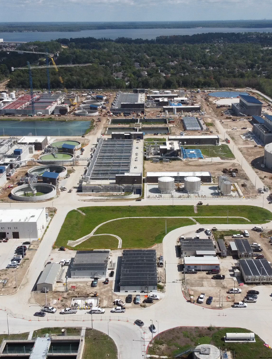 aerial view of a water treatment facility