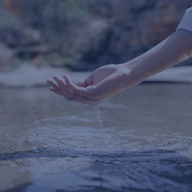 holding water in one hand